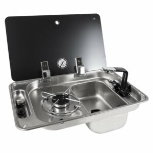 rectangular gas hob-unit ever built N°1 burners SR with rectangular sink right-handed by Can - Airxcel Europe