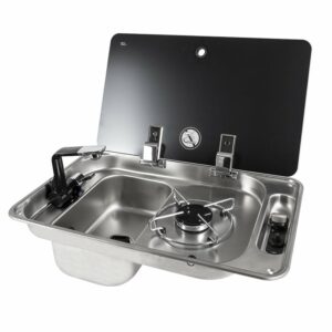 rectangular gas hob-unit ever built N°1 burners SR with rectangular sink left-handed by Can - Airxcel Europe