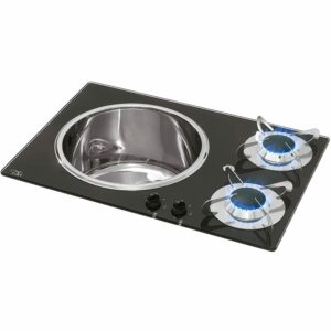Gas hob unit with round sink N°2 burners SR-SR by Can - Airxcel Europe
