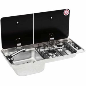 Rectangular gas hob-unit N°2 burners A-SR with rectangular sink left-handed by Can - Airxcel Europe