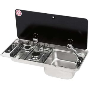 Rectangular gas hob-unit N°2 burners A-SR with rectangular sink right-handed by Can - Airxcel Europe