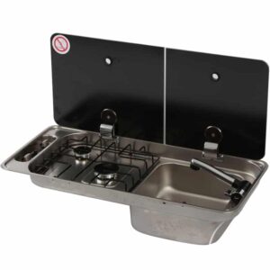 Rectangular gas hob-unit N°2 burners A-SR with rectangular sink right-handed by Can - Airxcel Europe